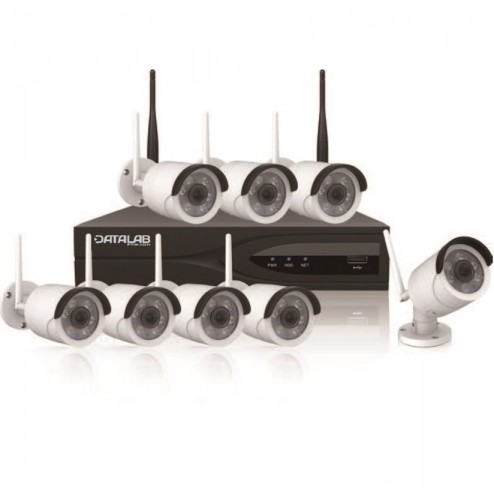 Data Lab D1SKW8CH Starter Kit con Wi-Fi - 8 telecamere ed 1 nvr per otto canali senza fili